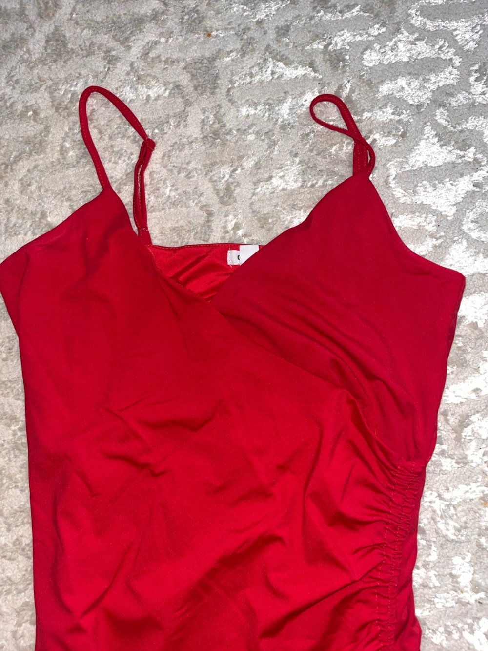Garage Women’s Red mini Dress with Adjustable Side Ruche - Picture 4 of 5